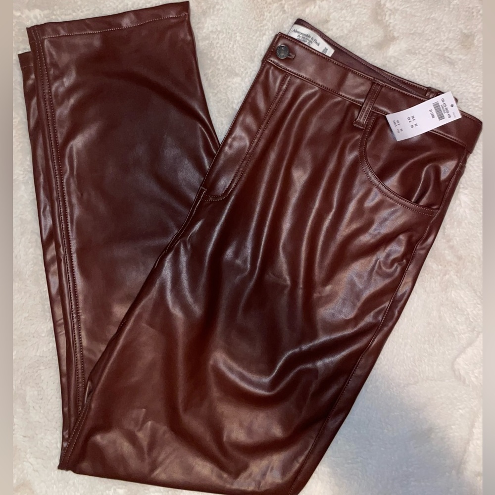 90s Straight Ultra High Rise Leather Pants